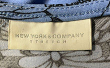 Load image into Gallery viewer, New York &amp; Company Womens Blue Butterfly Stretch Short Sleeve Blouse Top Size XS
