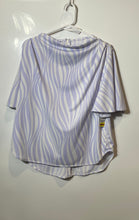 Load image into Gallery viewer, Alfani Womens Purple And White Wave Print Short Sleeve Blouse Top Size L
