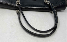 Load image into Gallery viewer, Unbranded Womens Black Croc Embossed Faux Leather Push Lock Shoulder Handbag
