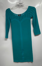 Load image into Gallery viewer, Bebe Womens Aqua Blue 3/4 Sleeve Knitted Short Bodycon Dress Size Small
