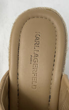 Load image into Gallery viewer, Karl Lagerfeld Womens Camila Beige Leather Espadrille Wedge Slide Sandals Sz 9M
