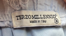Load image into Gallery viewer, Terzo Millennio Womens Blue Embroidered Wide-Leg Trouser Pants Size Medium
