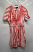 Load image into Gallery viewer, Tommy Hilfiger Womens Orange Striped V-Neck Short Sleeve Tie Mini Dress Size S
