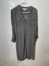 Load image into Gallery viewer, Michael Kors Womens White &amp; Black Printed Long Sleeve Shift Dress Size S
