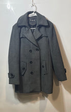 Load image into Gallery viewer, Womens Gray Long Sleeve Pockets Double-Breasted Pea Coat Size Large
