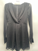 Load image into Gallery viewer, Express Womens Black Metallic Striped Long Sleeve One-Piece Romper Size XS
