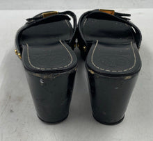 Load image into Gallery viewer, Authentic Tory Burch Womens Rosie Black Wedge Slide Sandals Size 6M Damaged
