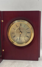 Load image into Gallery viewer, Stuart Austin Quartz Mahogany Book Roman Numerals Desk Clock Not Tested
