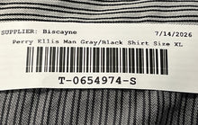 Load image into Gallery viewer, Perry Ellis Mens Gray Black Striped Cotton Slim Fit Button-Up Shirt Size XL
