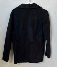 Load image into Gallery viewer, EGA Emporio Collection Womens Black Suede Spread Collar Button Front Jacket Sz L
