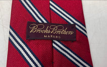 Load image into Gallery viewer, Brooks Brothers Mens Red Striped Adjustable Formal Pointed Tie
