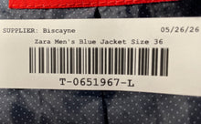 Load image into Gallery viewer, Zara Mens Blue Linen Long Sleeve Notch Lapel Two-Button Blazer Jacket Size 36

