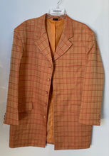 Load image into Gallery viewer, Gianni Vironi Mens Orange Check Long Sleeve Single-Breasted Blazer Size 44R 38W
