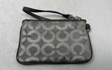 Load image into Gallery viewer, Coach Womens Madison Dotted Silver And Green Signature Charm Wristlet Wallet
