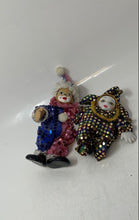 Load image into Gallery viewer, Lot Of 2 Small Collector Jester Harlequin Clown Porcelain Dolls In Sequin Outfit
