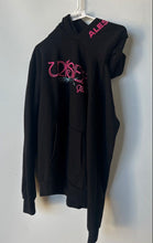 Load image into Gallery viewer, Ales Grey Unisex Black Pink Cotton Crystals Pullover Hoodie Size Large
