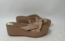 Load image into Gallery viewer, Sab Womens Beige Leather Open Toe Slip-On Slide Wedge Platform Sandals Size 8

