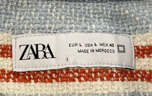Load image into Gallery viewer, Zara Mens Blue Red Striped Short Sleeve Collared Button-Up Shirt Size L
