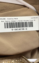 Load image into Gallery viewer, Ann Taylor Womens Brown Short Sleeve Sequin Round Neck Blouse Top Size XS
