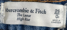 Load image into Gallery viewer, Abercrombie &amp; Fitch Womens Blue Denim The Loose High Rise Straight Jeans 25/0R
