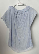 Load image into Gallery viewer, Banana Republic Womens Blue White Striped Ruffle Scoop Neck Blouse Top Size M
