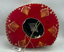 Load image into Gallery viewer, Salazar Yepez Mens Red Embellished Lightweight Wide Brim Mexican Hat
