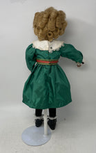 Load image into Gallery viewer, Vintage Shirley Temple Porcelain Green Dress Blonde Hair Brown Eyes Girl Doll

