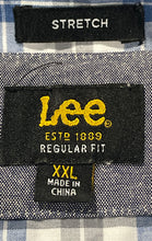 Load image into Gallery viewer, Lee Mens Blue Gray White Regular Fit Stretch Pockets Button-Up Shirt Size XXL
