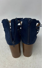 Load image into Gallery viewer, New York &amp; Company Womens Blue Brown Back Zip Block Strappy Heels Size 9
