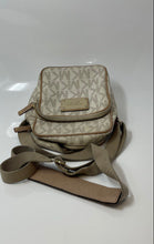 Load image into Gallery viewer, Michael Kors Womens Beige Signature Print Adjustable Strap Crossbody Handbag
