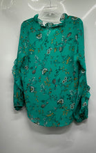 Load image into Gallery viewer, Calvin Klein Womens Green White Floral Long Sleeve V-Neck Blouse Top Sz L w/ Tag

