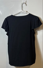 Load image into Gallery viewer, Anne Klein Womens Black Flutter Sleeve Round Neck Embellished Blouse Top Size M
