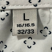Load image into Gallery viewer, Lucky Brand Mens White Black Printed Slim Fit Stretch Button-Up Shirt Size L
