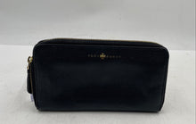 Load image into Gallery viewer, Authentic Tory Burch Womens Black Leather Zip-Around Wallet Stained
