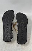 Load image into Gallery viewer, Michael Kors Womens Bedford Black White Yellow Wedge Flip Flop Sandals Size 9M

