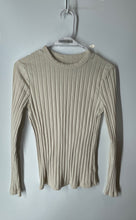 Load image into Gallery viewer, A New Day Womens Beige Ribbed Long Sleeve Pullover Blouse Top Size Small
