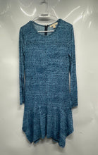Load image into Gallery viewer, Michael Kors Womens Blue Abstract Print Long Sleeve Ruffle Hem Shift Dress Sz S
