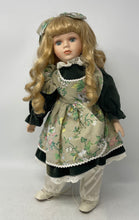 Load image into Gallery viewer, Blonde Hair Blue Eyes Vintage Style Porcelain Doll With Floral Dress Outfit
