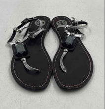 Load image into Gallery viewer, Authentic Tory Burch Womens Brown Silver-Tone Thong Sandals Size 7.5M Worn
