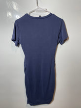 Load image into Gallery viewer, Express Womens Blue Short Sleeve Crew Neck Ruched T-Shirt Dress Size XS
