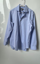 Load image into Gallery viewer, Calvin Klein Mens Blue Printed Collared Long Sleeve Dress Shirt Size 16
