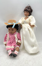 Load image into Gallery viewer, Lot Of 2 Victorian Style Multicolor Open Eyes Fashion Porcelain Dolls
