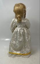 Load image into Gallery viewer, Decorative Collectible Blonde Hair Blue Eyes Porcelain Doll In White Lace Dress
