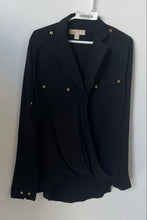 Load image into Gallery viewer, Michael Kors Womens Black Collared Long Sleeve Blouse Top Size Large
