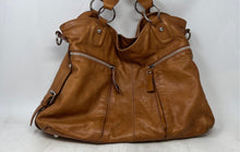 Load image into Gallery viewer, Valentina Womens Brown Leather Inner Pockets Double Handle Hobo Bag
