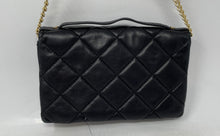 Load image into Gallery viewer, Michael Kors Womens Black Golden Inner Pockets Chain Strap Flap Shoulder Handbag
