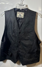 Load image into Gallery viewer, Wilda Mens Black Leather Sleeveless Pockets Button Front Motorcycle Vest Sz 2XL
