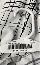 Load image into Gallery viewer, H&amp;M Womens White Black Plaid 3/4 Bell Sleeve V-Neck Pullover Blouse Top Size 2
