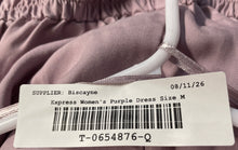 Load image into Gallery viewer, Express Womens Purple Smocked Off The Shoulder Balloon Sleeve A-Line Dress Sz M
