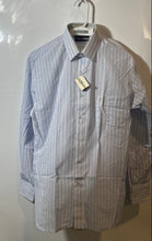 Load image into Gallery viewer, Pierre Cardin Mens Blue Striped Long Sleeve Collared Dress Shirt Sz 38/37 W/Tags

